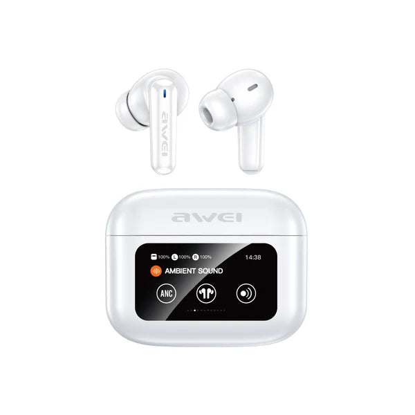 AWEI T56 ANC Noise Cancellation White Earbuds With Touch Screen