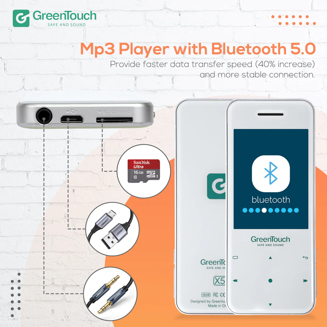 Greentouch X5II 16GB MP3 Player - Gray