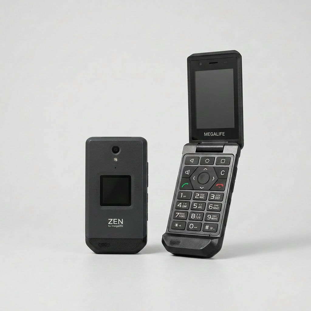 Megalife ZEN Flip Phone with Kosher What's App, Banking and Email